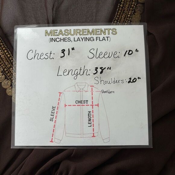 Vintage Women’s 2X Sheer Brown Caftan‎ Cover-Up Tunic Top Gold Embellished Trim - Picture 4 of 14